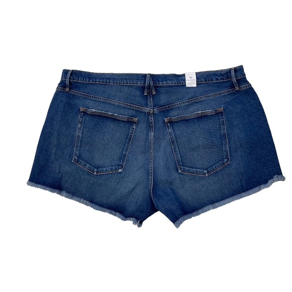 Good American Good 90’s Denim Cut Off Shorts Size 20 High Waisted Raw Hem - Picture 9 of 12